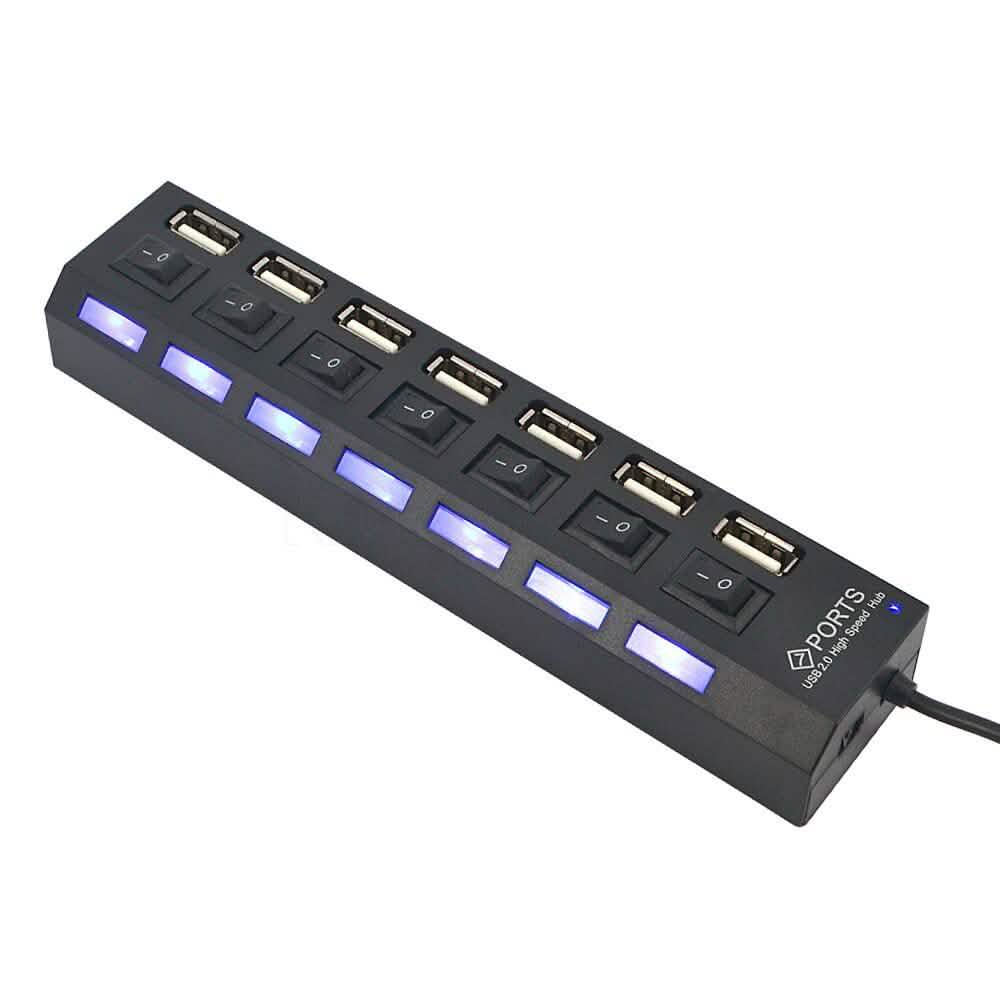 7 Port USB 2.0 Hub High Speed Multiport Gadgets & Accessories - DailySale
