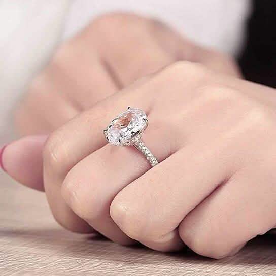 7.00 CTTW Oval Cut Engagement Ring in White Gold Rings - DailySale
