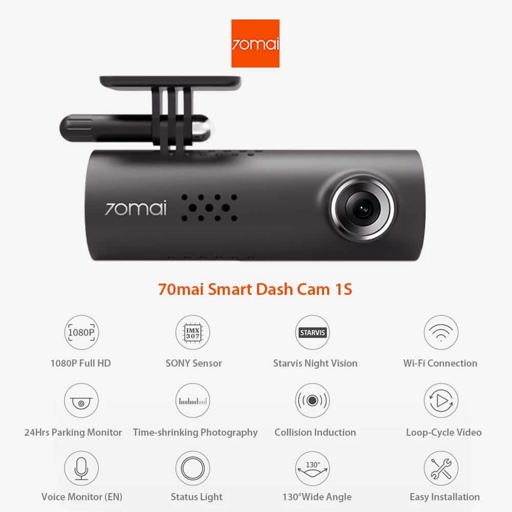 70mai Smart Dash Cam - 1S Car DVR 1080P HD Night Vision Voice Control Automotive - DailySale