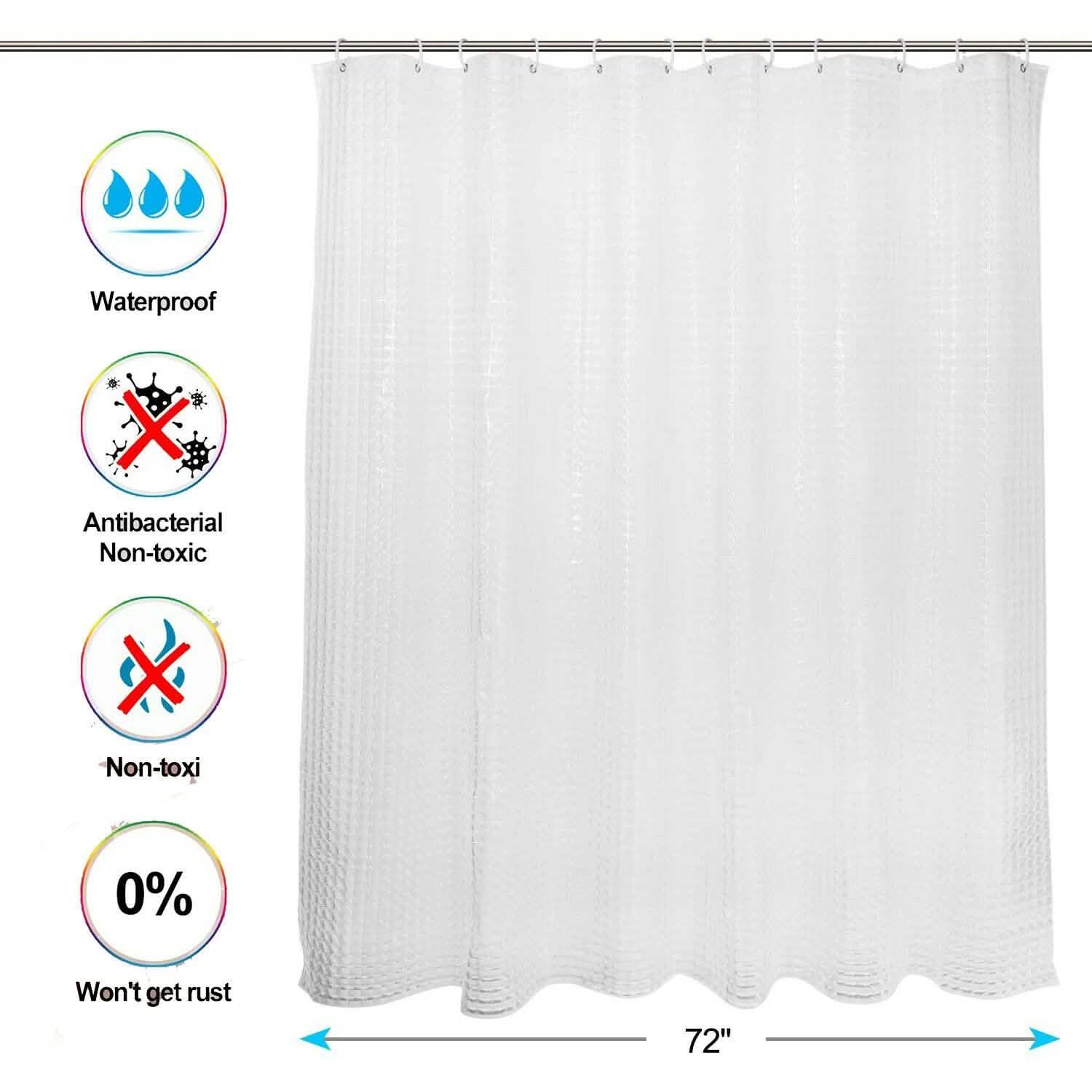 72 Inch FITNATE EVA Shower Clear Curtain Liner Bath - DailySale