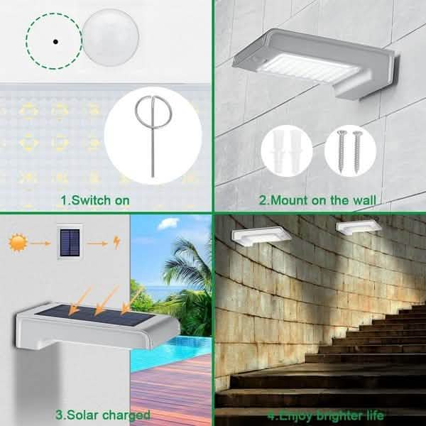 72 LED Solar Motion Sensor Lights Solar Wall Light Outdoor Lighting - DailySale