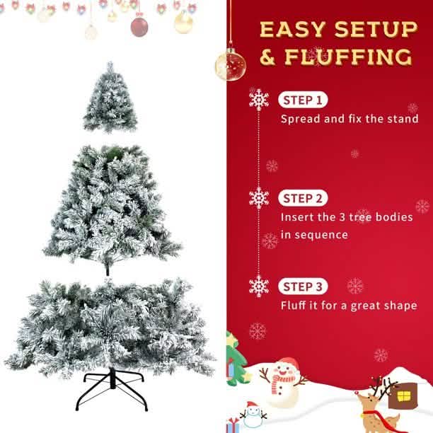 7.5 Ft. Hinged Artificial Fir Christmas Tree Holiday Decor & Apparel - DailySale