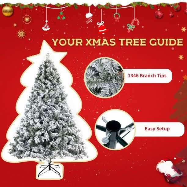 7.5 Ft. Hinged Artificial Fir Christmas Tree Holiday Decor & Apparel - DailySale