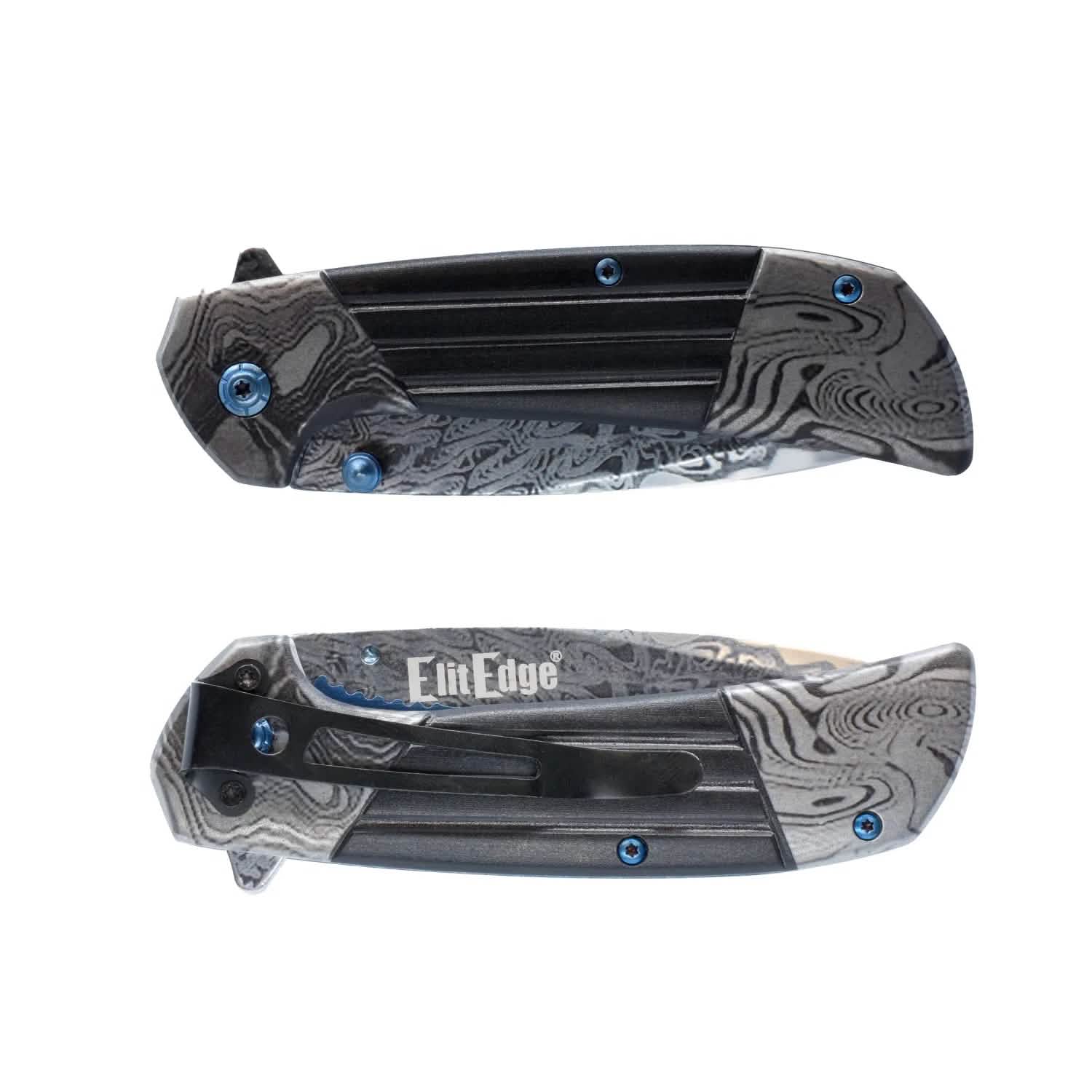 7.75" Titanium & Damascus Folding Knife Tactical - DailySale