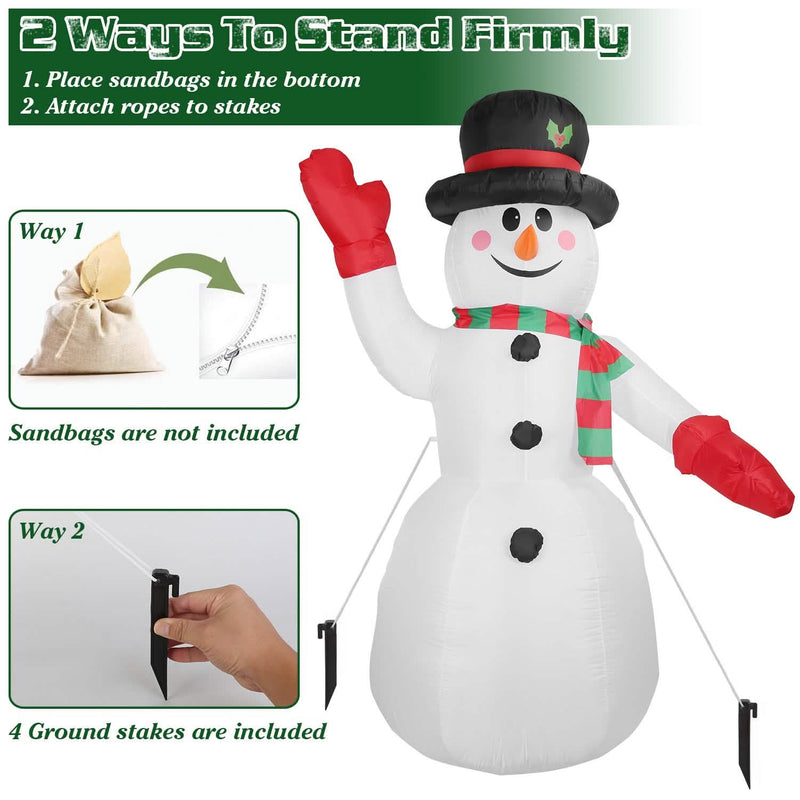 7.9ft Christmas Inflatable Giant Snowman Blow Up with LED Lights Hat Scarf Holiday Decor & Apparel - DailySale