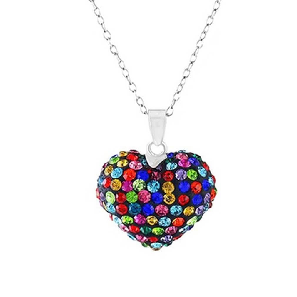 Bubble Heart Pendant in Solid Sterling Silver Made with Swarovski Elements - DailySale, Inc