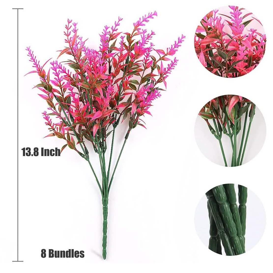 8 Bundles Artificial Lavender Plastic Flower Decorations Furniture & Decor - DailySale
