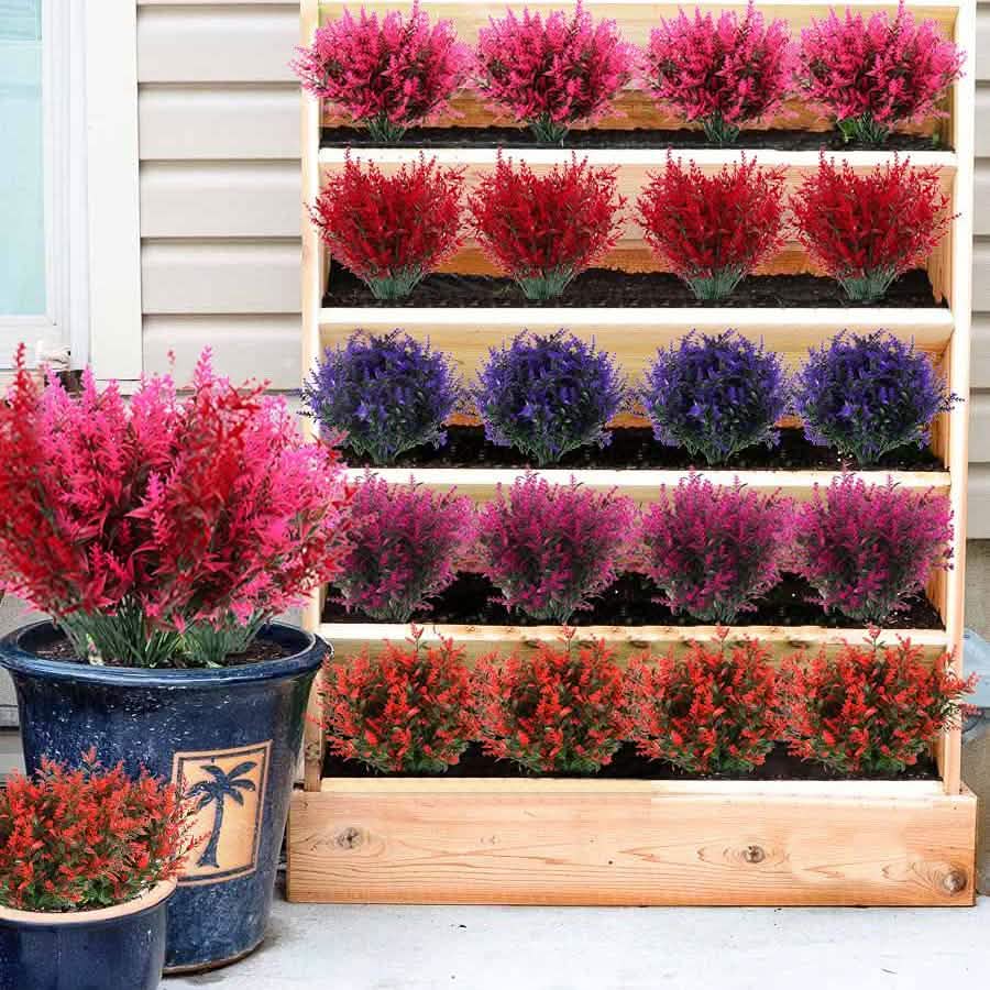 8 Bundles Artificial Lavender Plastic Flower Decorations Furniture & Decor - DailySale
