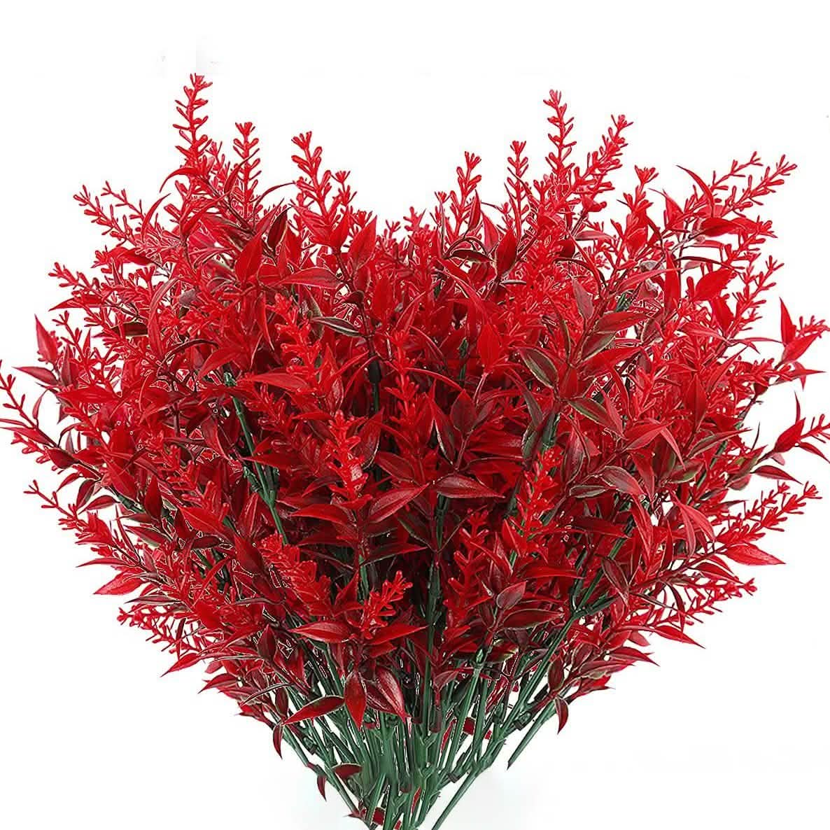 8 Bundles Artificial Lavender Plastic Flower Decorations Furniture & Decor Red - DailySale