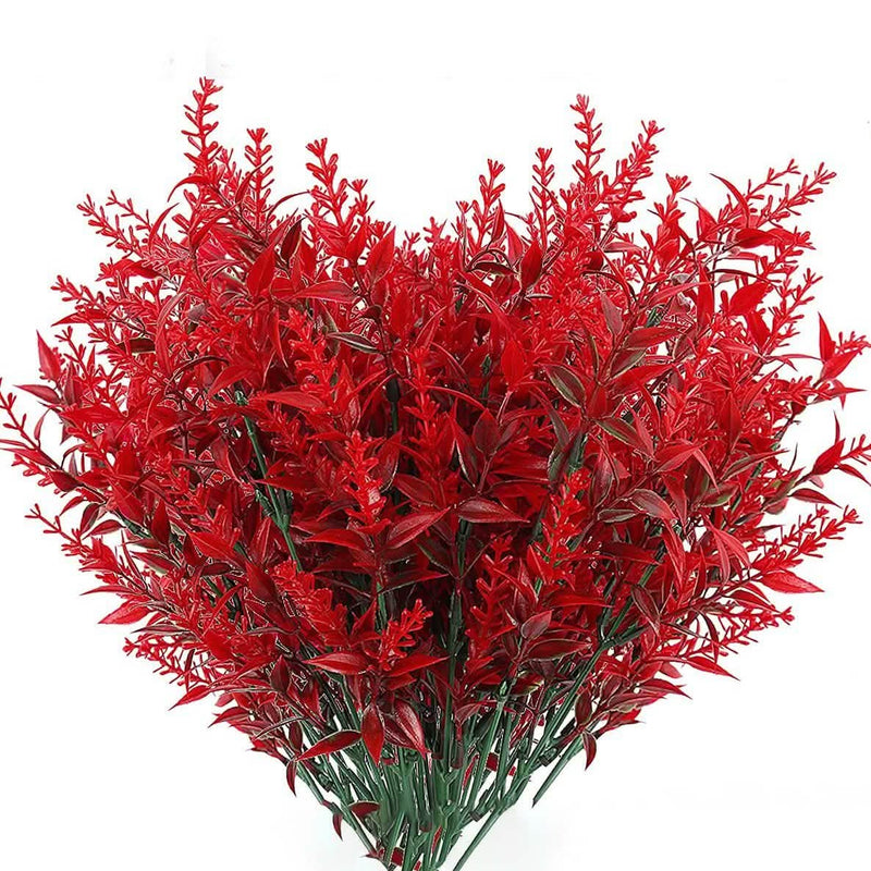 8 Bundles Artificial Lavender Plastic Flower Decorations Furniture & Decor Red - DailySale