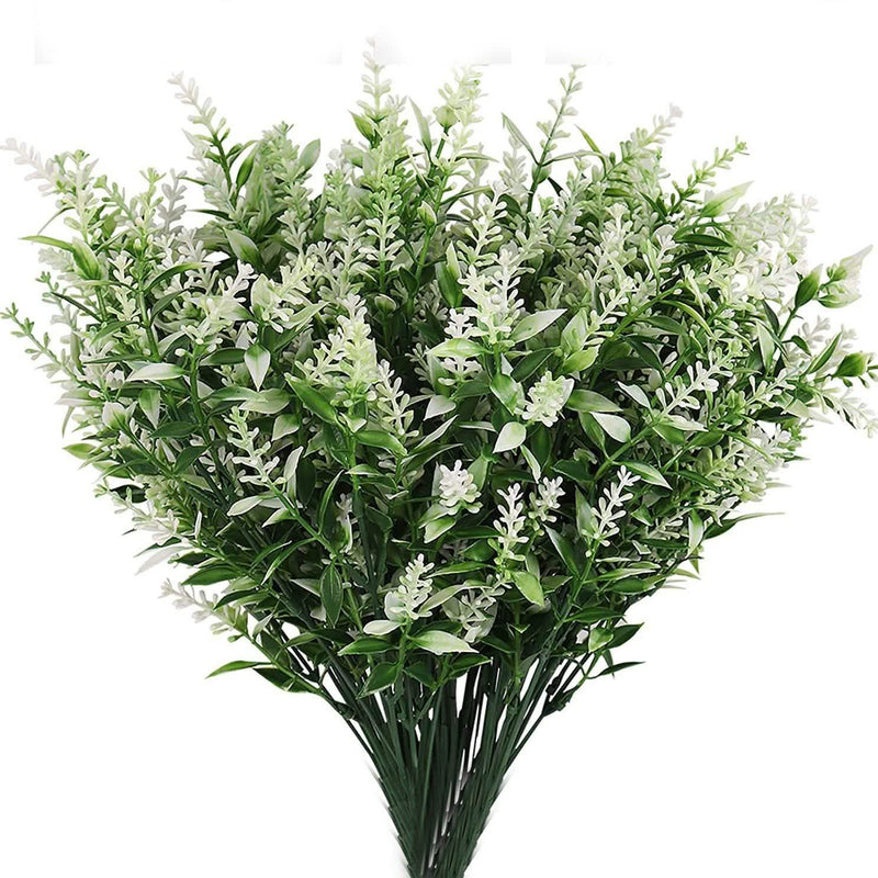 8 Bundles Artificial Lavender Plastic Flower Decorations Furniture & Decor White - DailySale