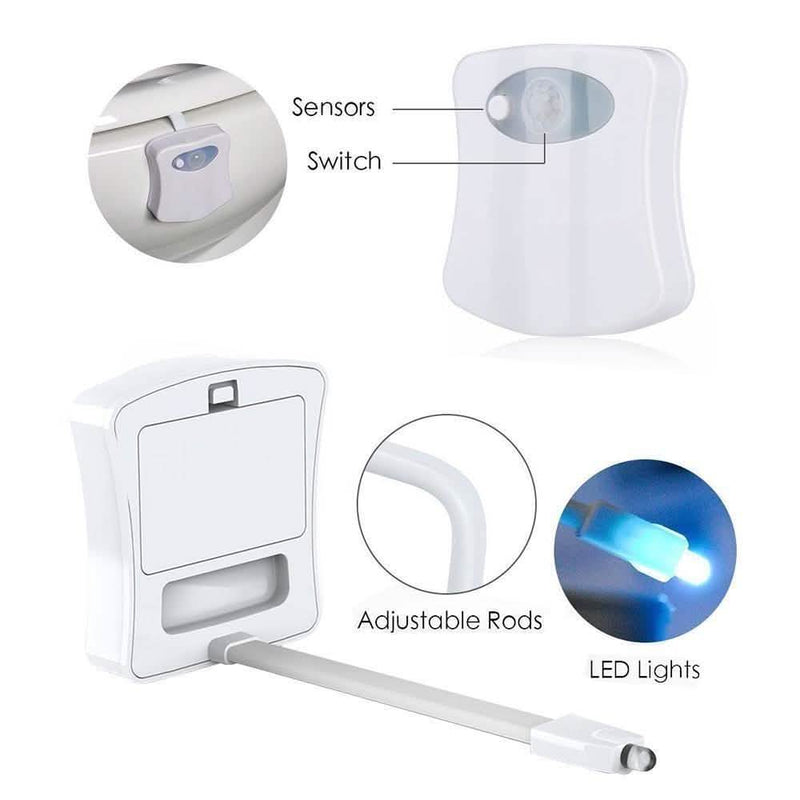 8-Color LED Sensor Motion-Activated Bathroom Toilet Light Home Essentials - DailySale