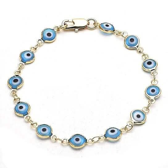 8" Gold Filled Evil Eye Light Blue Bracelet Bracelets - DailySale
