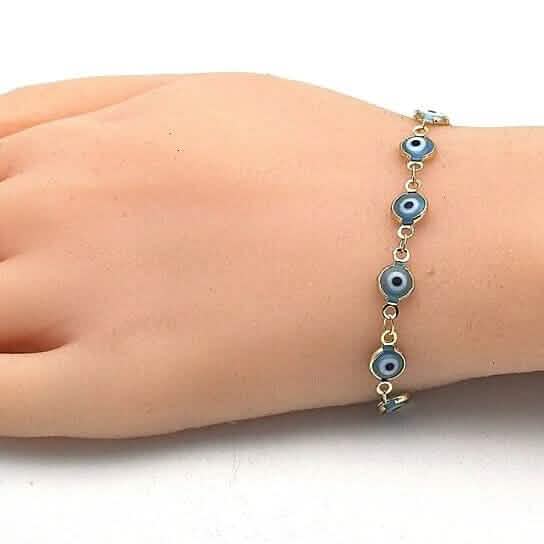 8" Gold Filled Evil Eye Light Blue Bracelet Bracelets - DailySale