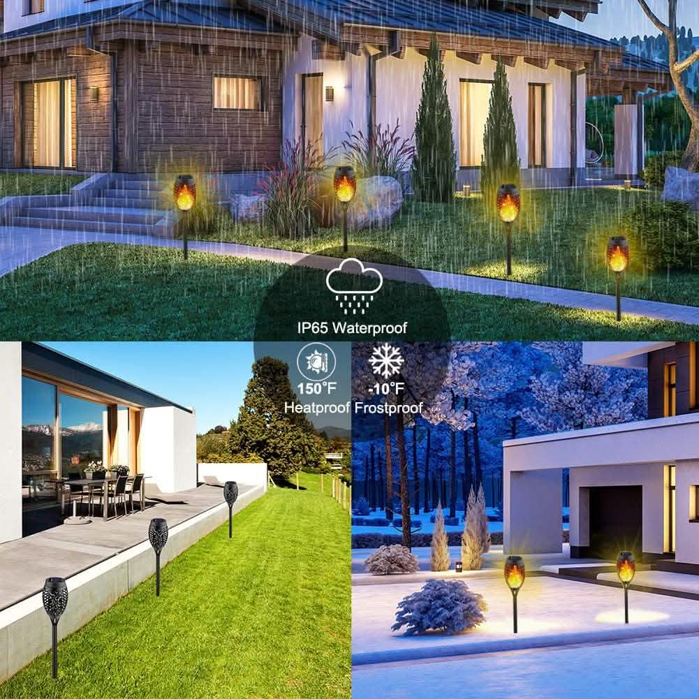8-Pack: Solar Torch Light with Flickering Flame Outdoor Lighting - DailySale