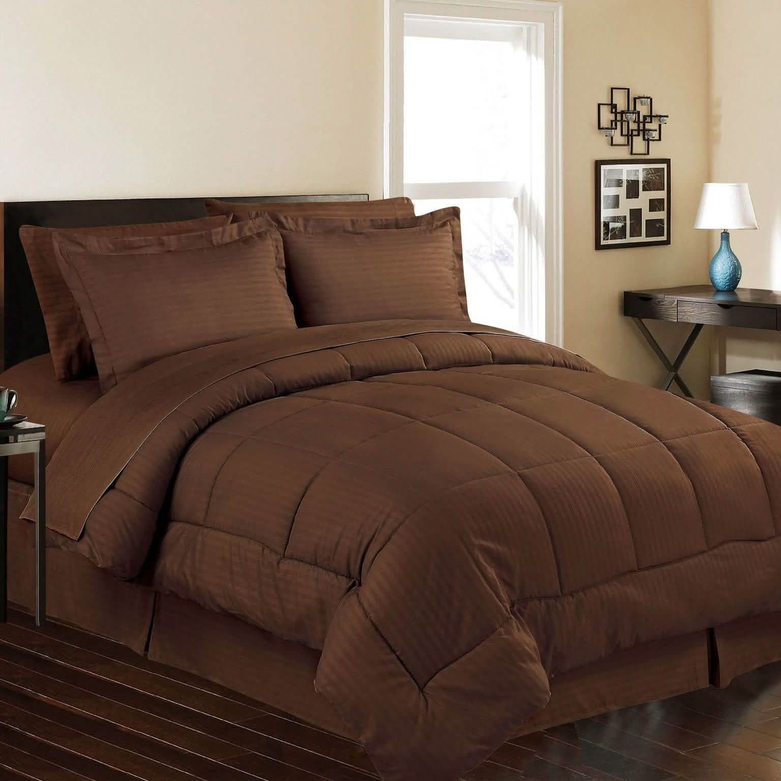 8-Piece: Embossed Bed Set Bed & Bath Queen Chocolate - DailySale