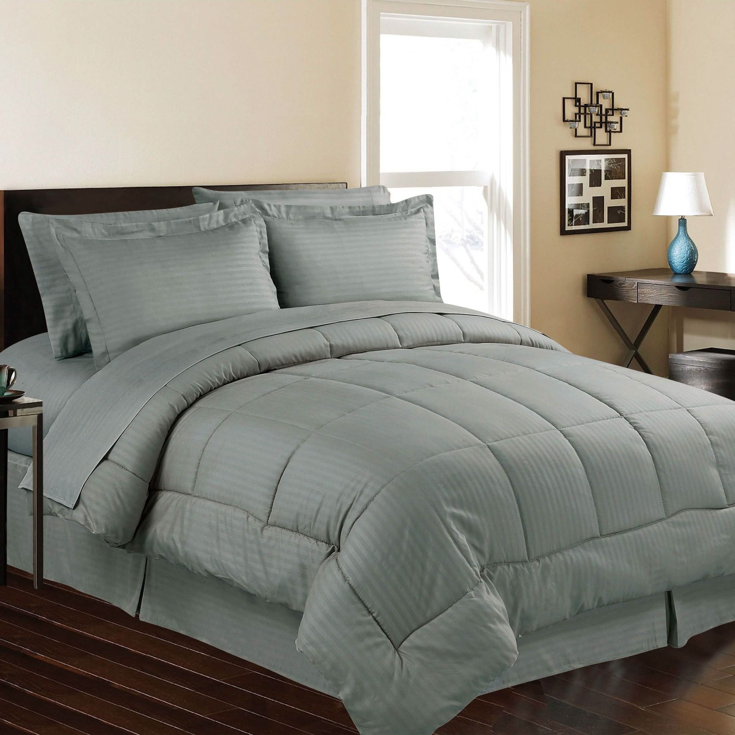 8-Piece: Embossed Bed Set Bed & Bath Queen Gray - DailySale