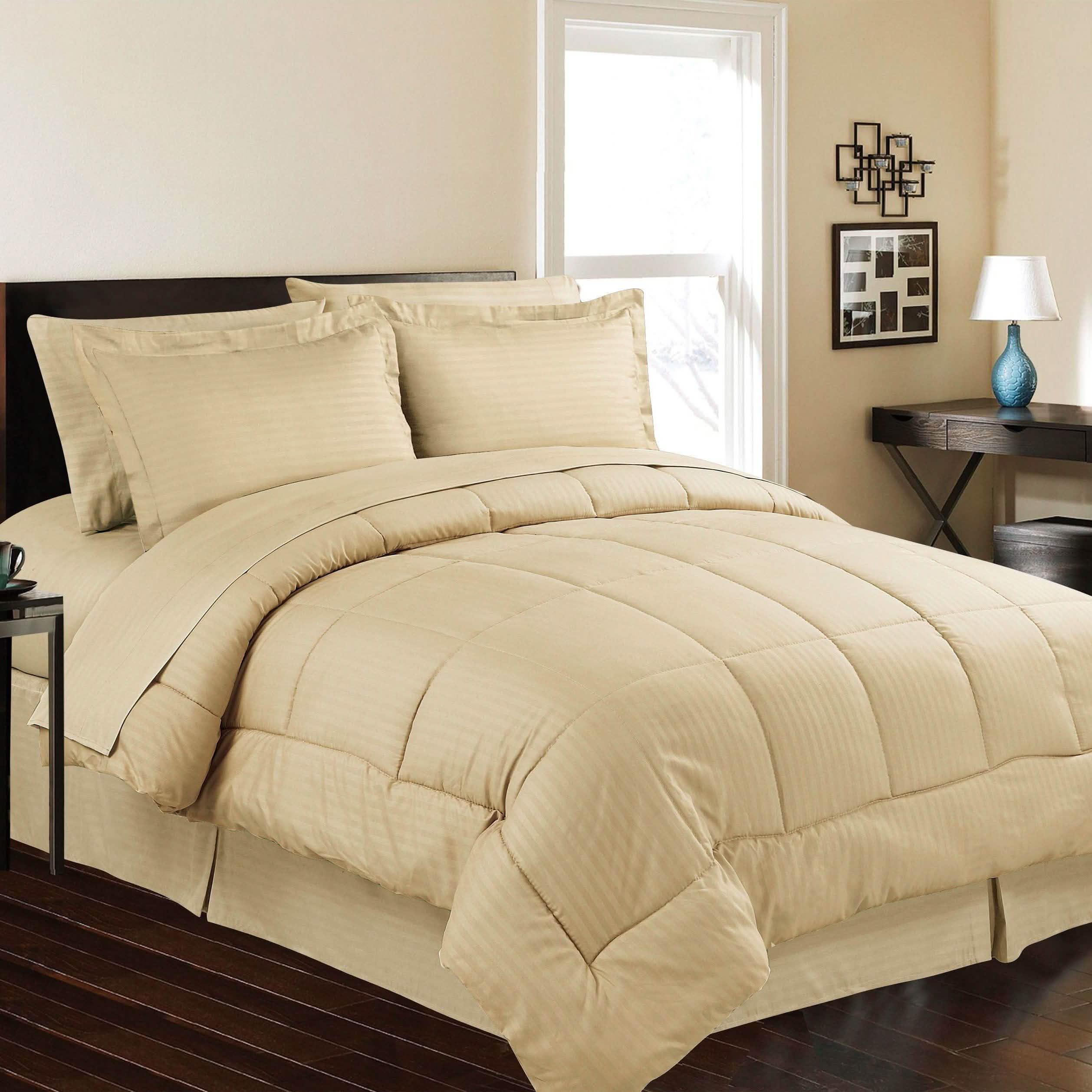 8-Piece: Embossed Bed Set Bed & Bath Queen Mocha - DailySale