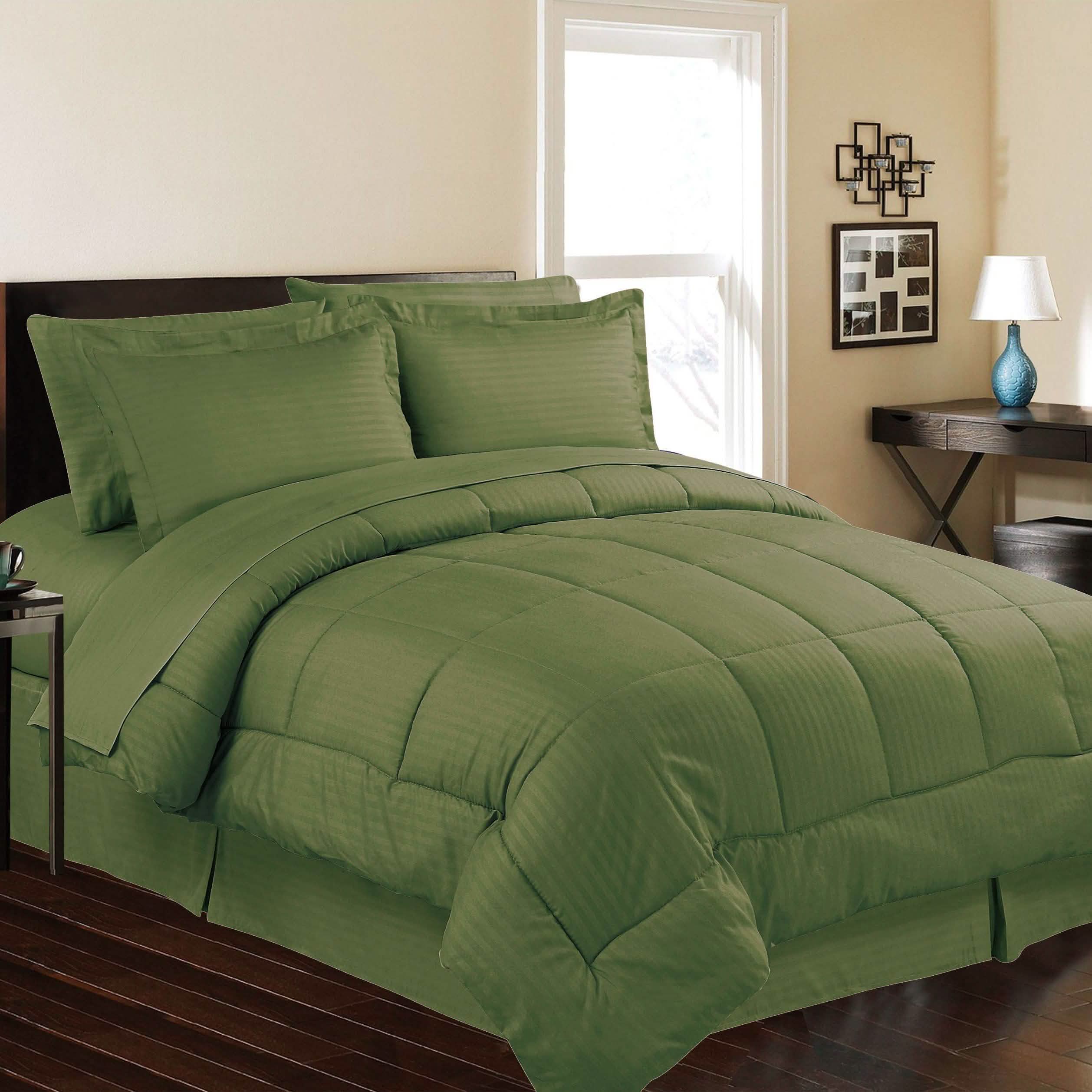 8-Piece: Embossed Bed Set Bed & Bath Queen Sage - DailySale