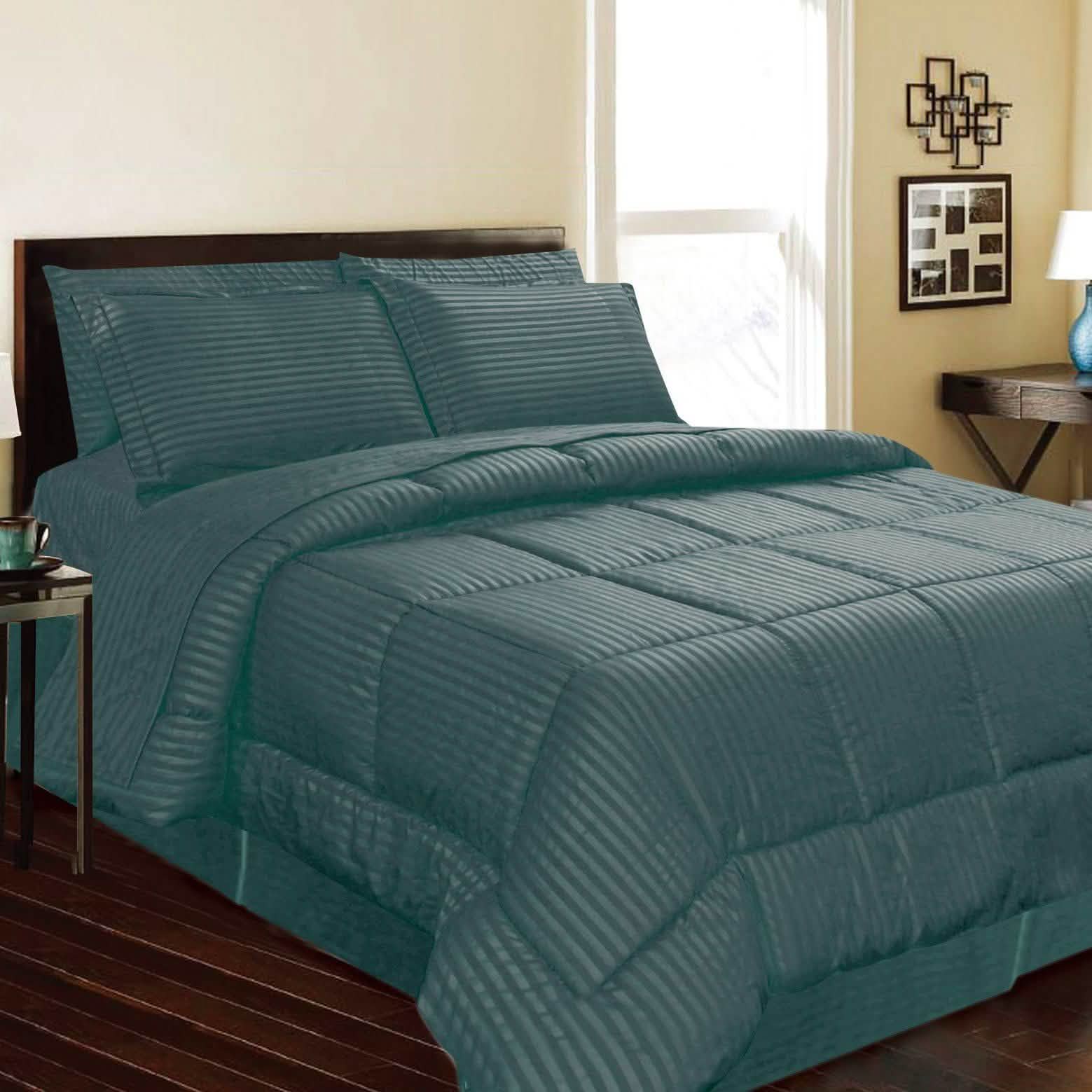 8-Piece: Embossed Bed Set Bed & Bath Queen Teal - DailySale