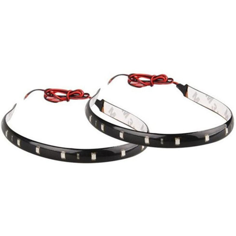 Two Flexible Waterproof LED Strip Light for Car shown with conneting cables