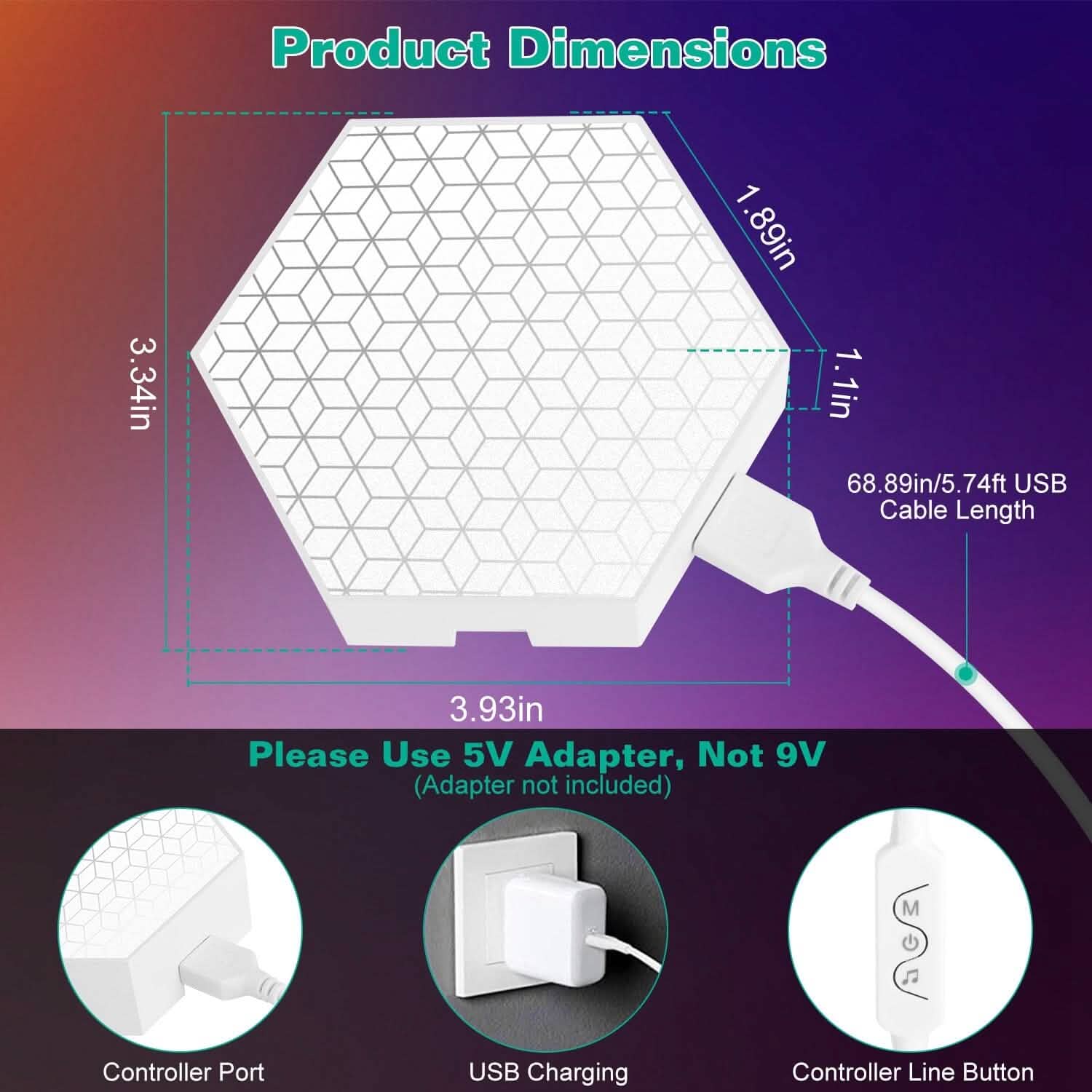 8-Piece: Hexagon Light Panels RGBW Colorful Splicing Wall Lamps Indoor Lighting - DailySale