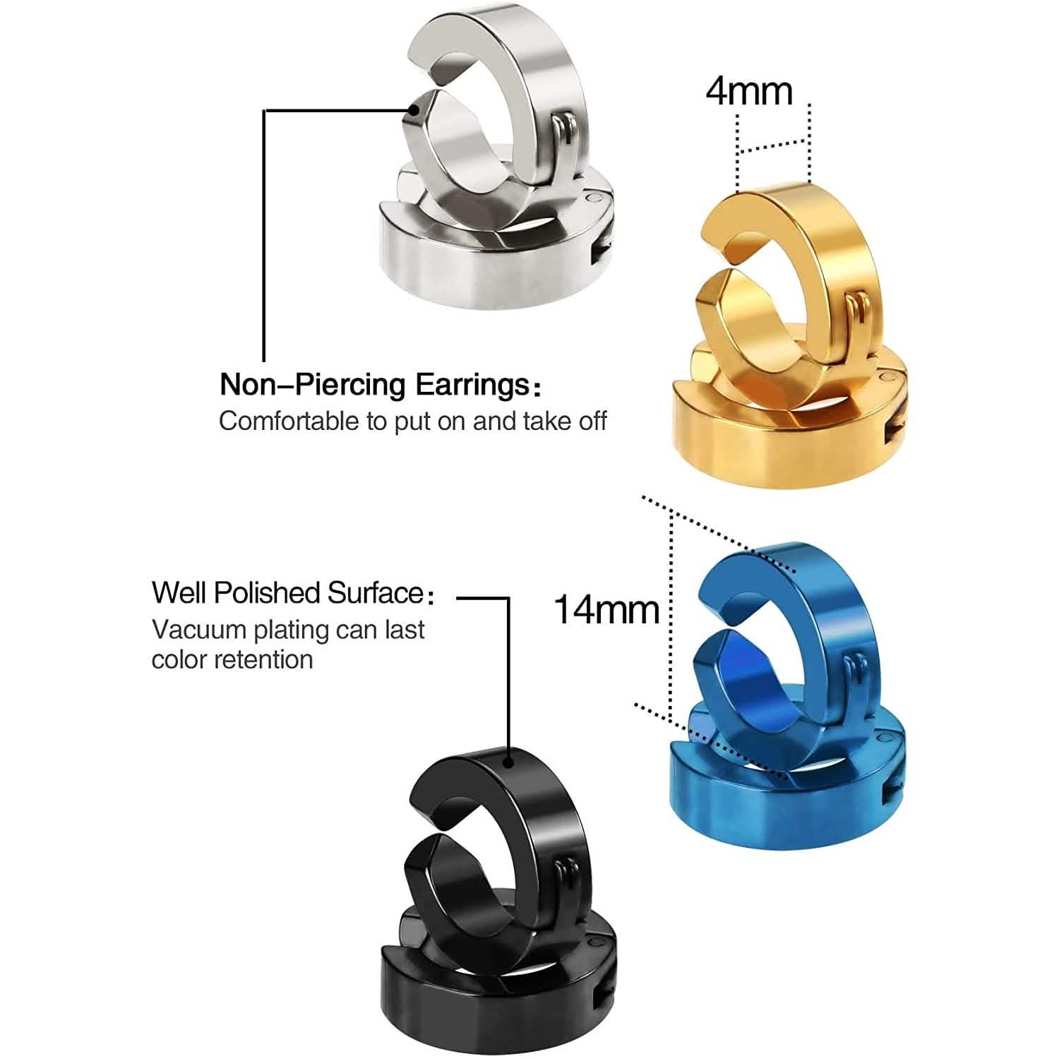 8-Piece: Mudder Non-Pierced Earring Clip Earrings - DailySale