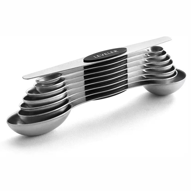 8-Piece: Stainless Steel Magnetic Measuring Spoons Set