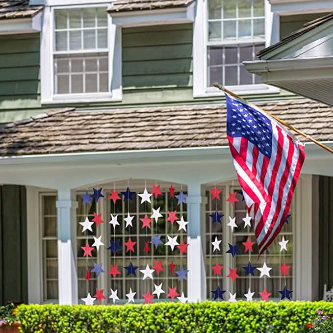 8 Strands Patriotic Star Streamers Banner Garland Holiday Decor & Apparel - DailySale