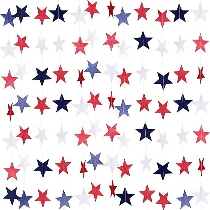 8 Strands Patriotic Star Streamers Banner Garland Holiday Decor & Apparel - DailySale