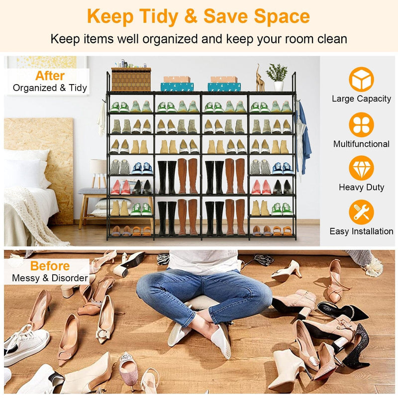 8-Tier Shoe Rack Metal Shoe Storage Shelf Closet & Storage - DailySale