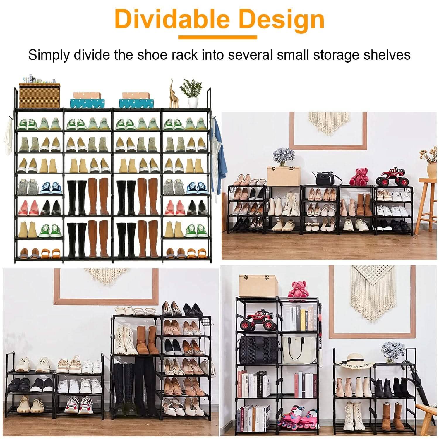 8-Tier Shoe Rack Metal Shoe Storage Shelf Closet & Storage - DailySale