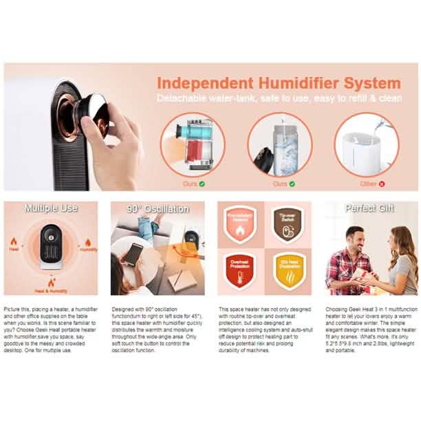 800W Space Heater with Humidifier Wellness - DailySale