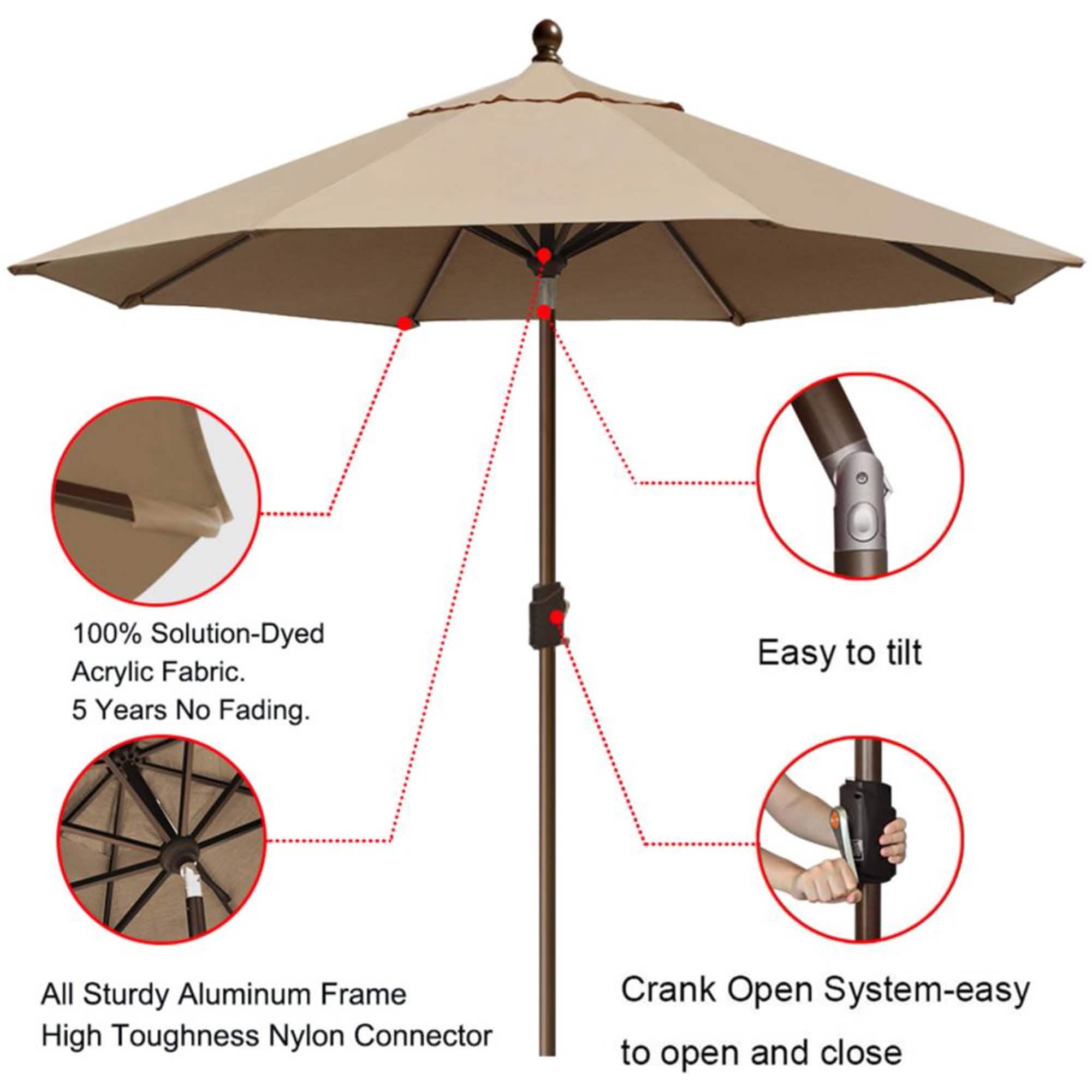 9 Ft. Outdoor Market and Table Patio Umbrella Garden & Patio - DailySale