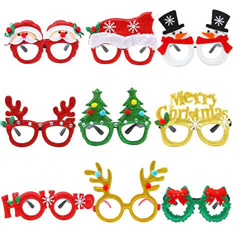 9-Pieces: Christmas Glitter Party Glasses Frame Holiday Decor & Apparel - DailySale