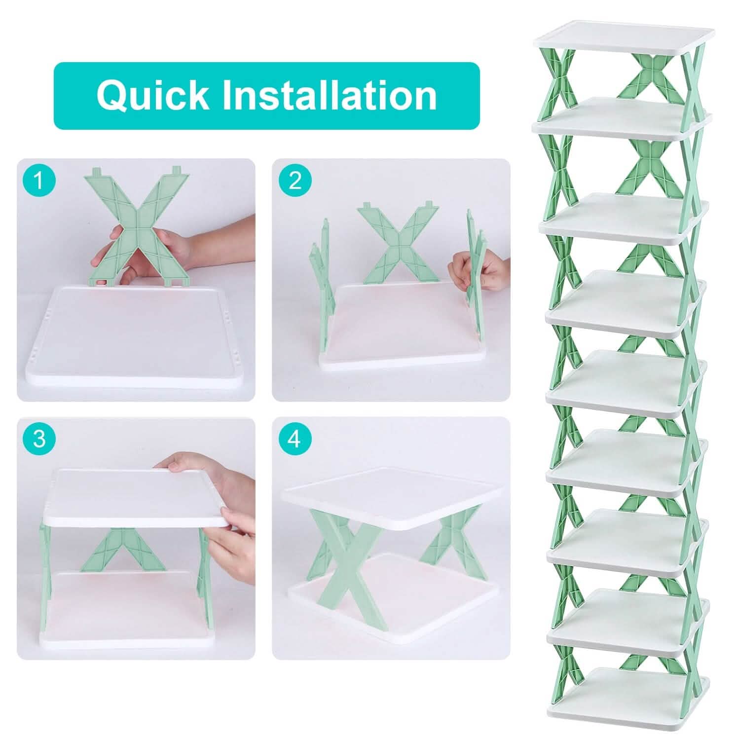 9-Tier Narrow Entryway Shoe Rack Plastic Vertical Shoe Organizer Closet & Storage - DailySale