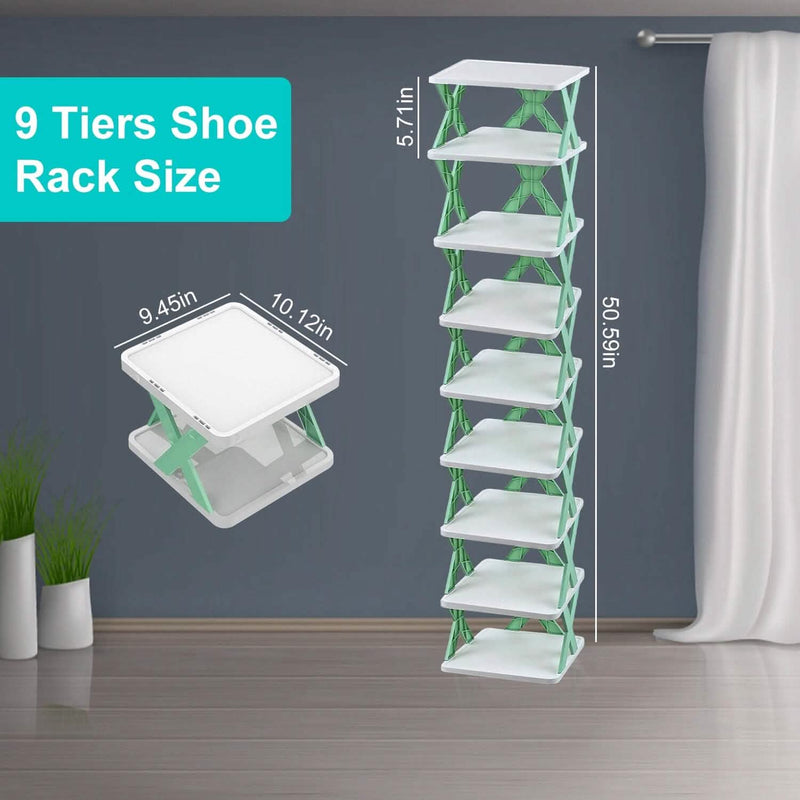 9-Tier Narrow Entryway Shoe Rack Plastic Vertical Shoe Organizer Closet & Storage - DailySale