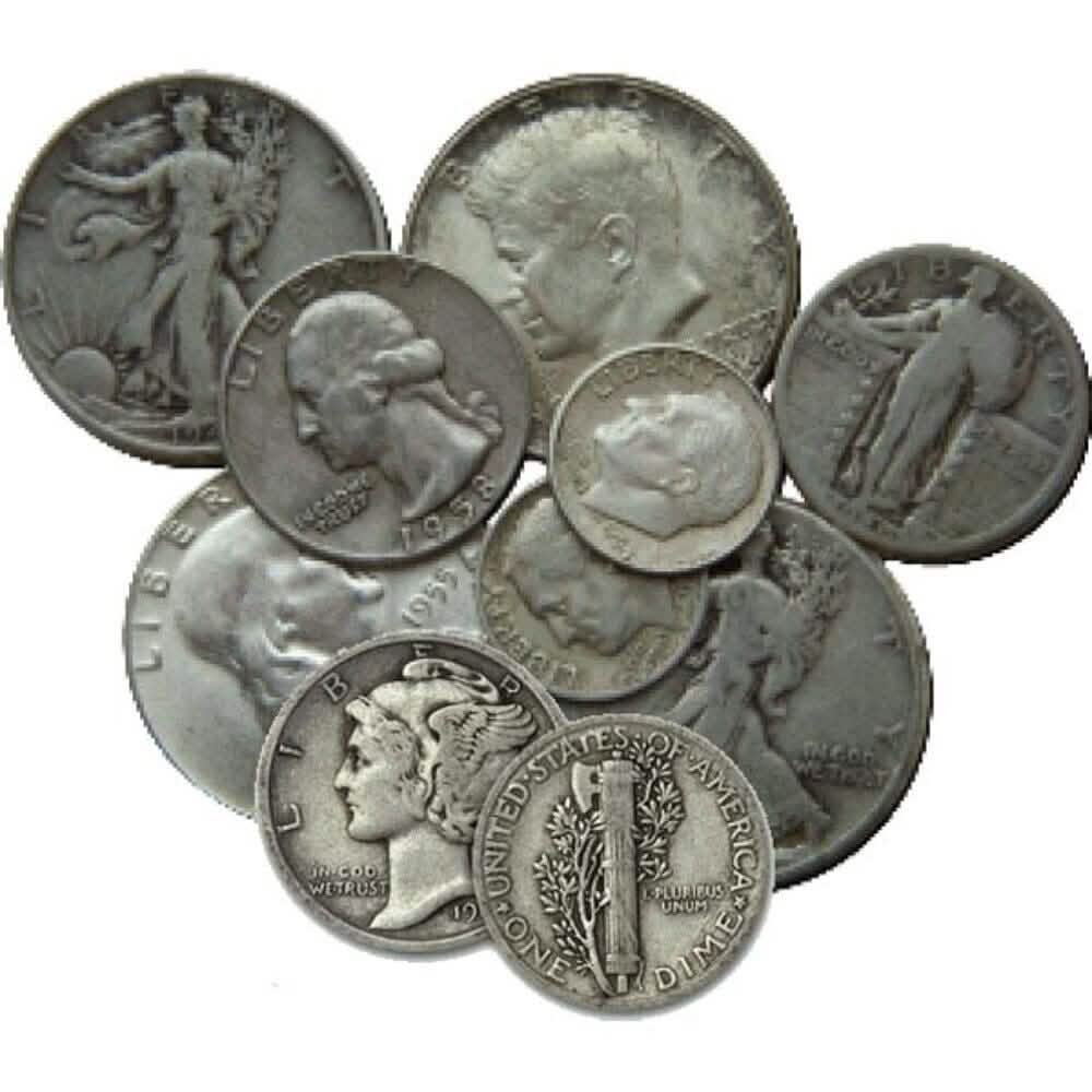90% Junk Silver Coins $1 Face Value - Mixed Coins Average Circulated Condition Everything Else - DailySale