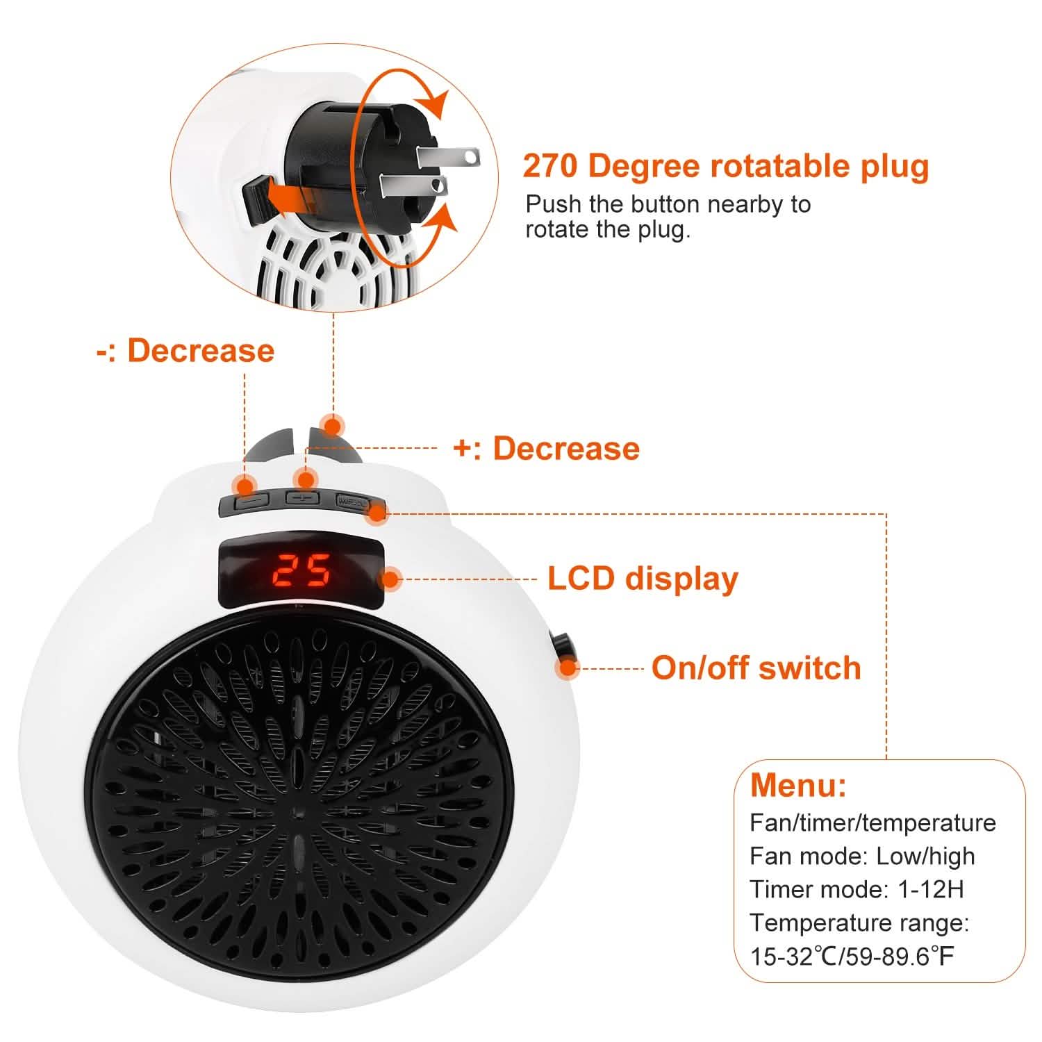 900W Portable Heater Fan with Remote Control Household Appliances - DailySale