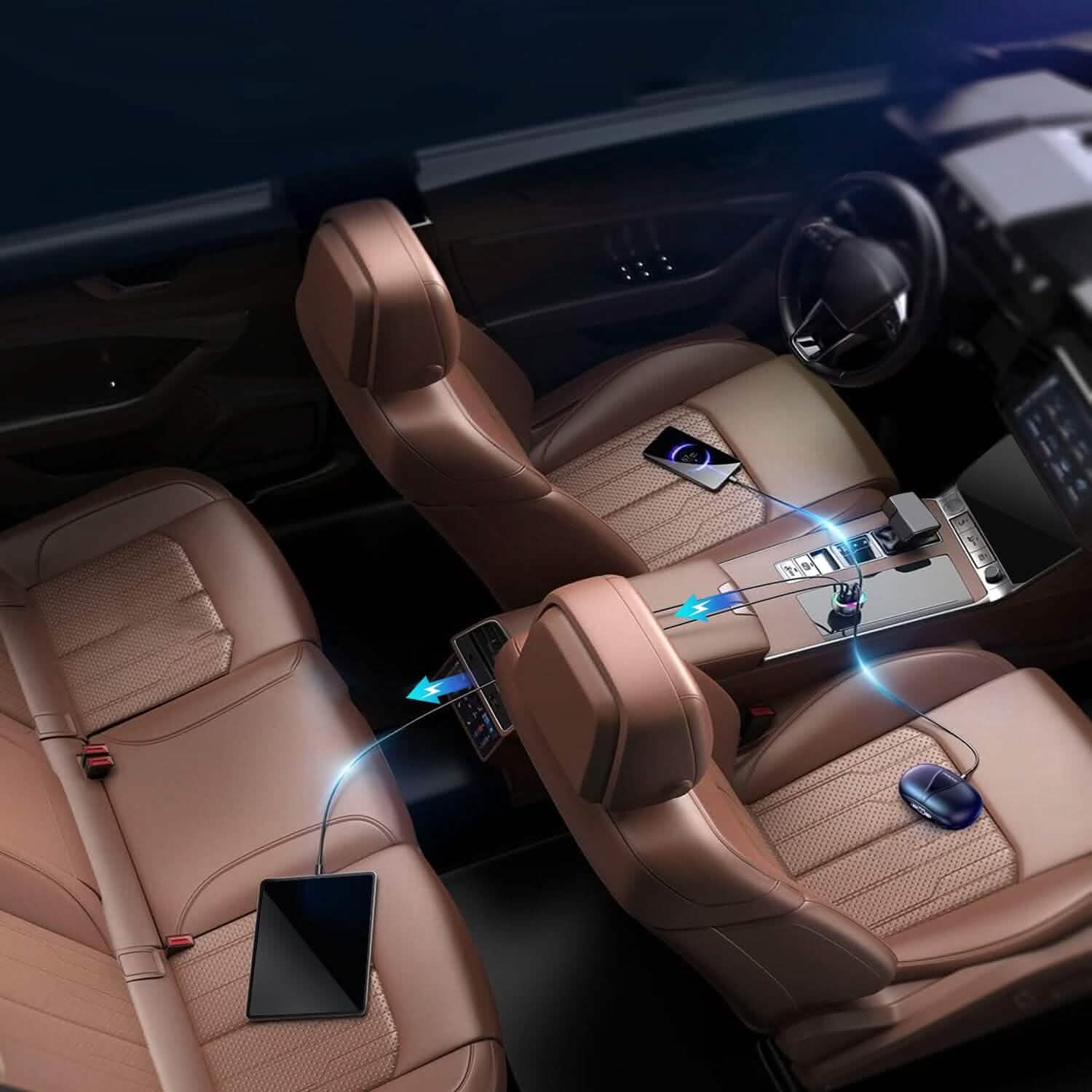 90W 3 Ports Fast Car Charger USB and Type C Automotive - DailySale