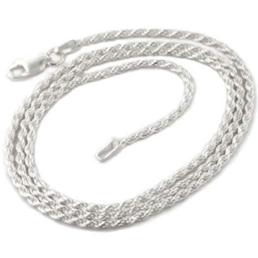 925 Sterling Silver 1.5mm Diamond Cut Rope Chain Necklaces - DailySale