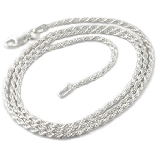 925 Sterling Silver 1.5mm Diamond Cut Rope Chain Necklaces - DailySale