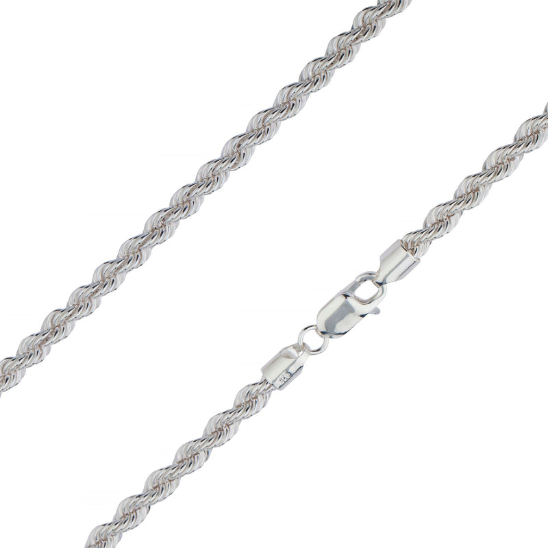 925 Sterling Silver Diamond Cut Rope Chain Necklaces 18" 4MM - DailySale