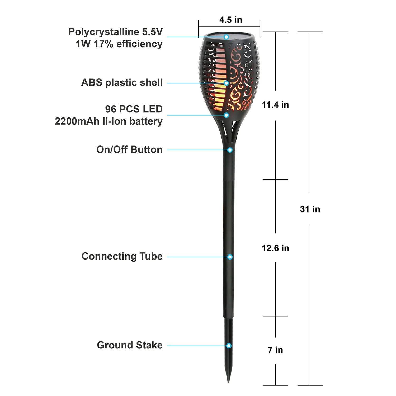 96 LEDs Solar Flame Torch Light Garden & Patio - DailySale