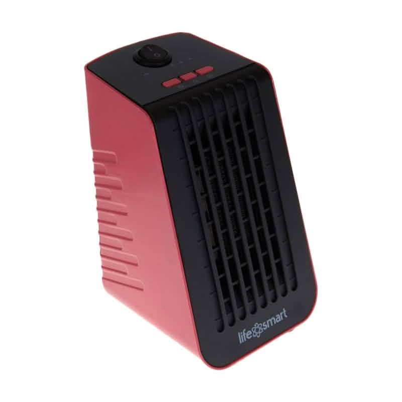 Life Smart Desktop Personal Heater & Fan in red displayed over a white background