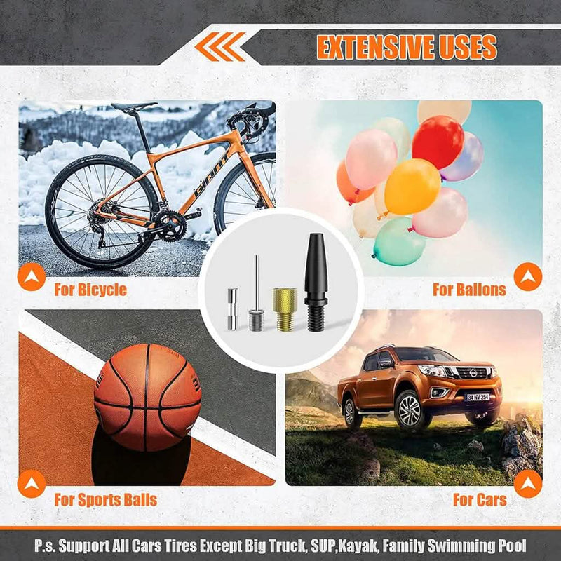 A6 Car Tire Inflator 12V DC Air Compressor Portable Multifunctional Tire Pump 3 LED Lights Automotive - DailySale