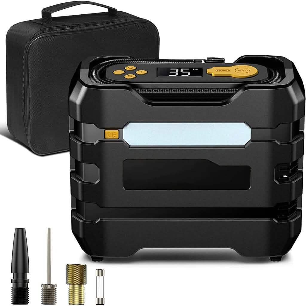 A6 Car Tire Inflator 12V DC Air Compressor Portable Multifunctional Tire Pump 3 LED Lights Automotive - DailySale