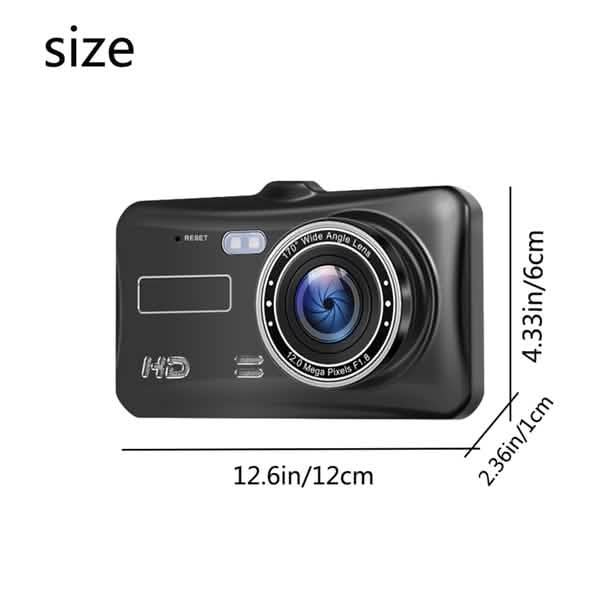 A6T 4-Inch 170° Wide Angle Full HD 1080P Car DVR Dual Lens Dash Cam Rear View Camera Video Recorder with Touch Screen Automotive - DailySale
