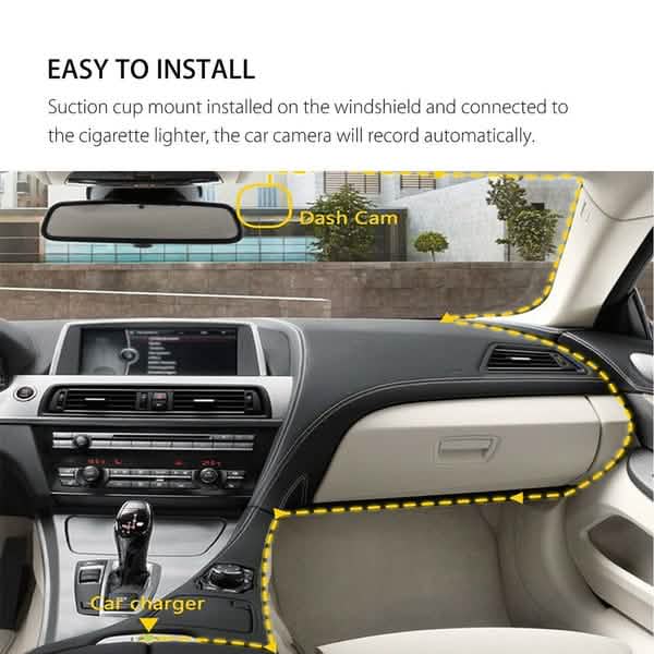 A6T 4-Inch 170° Wide Angle Full HD 1080P Car DVR Dual Lens Dash Cam Rear View Camera Video Recorder with Touch Screen Automotive - DailySale
