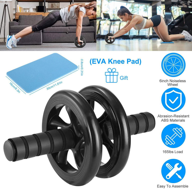 Ab Roller Wheel Fitness Exercise with Knee Pads Fitness - DailySale